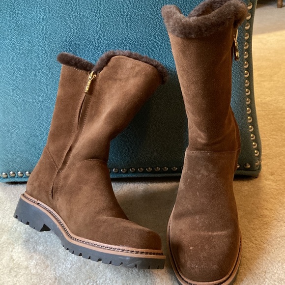 J. McLaughlin Shoes Jmclaughlin Brown Suede Mid Calf Winter Boots